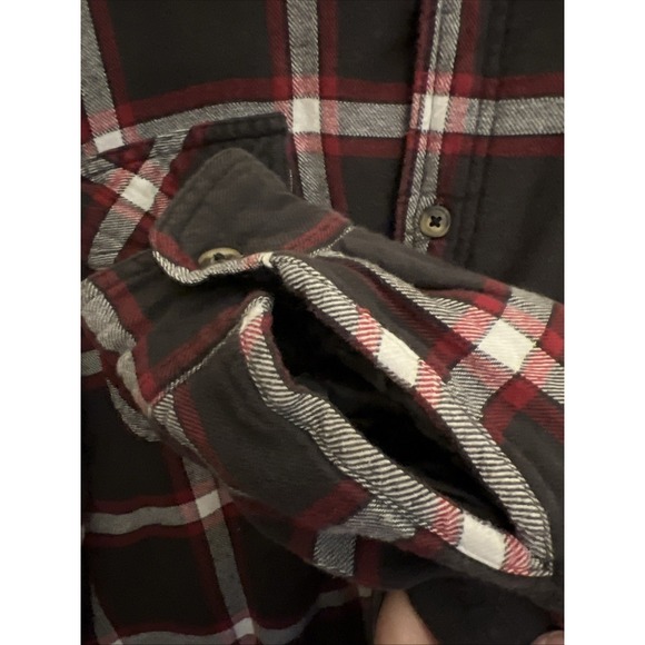 Wrangler Workwear Sherpa Fleece Lined Flannel Jacket Mens Lg Plaid Pockets - Picture 7 of 16